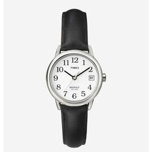 Timex Easy Reader Indiglo White Dial Black Leather Strap Watch New